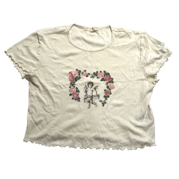 Urban Outfitters Truly Madly Deeply Angel Baby Tee in White - Picture 1 of 4